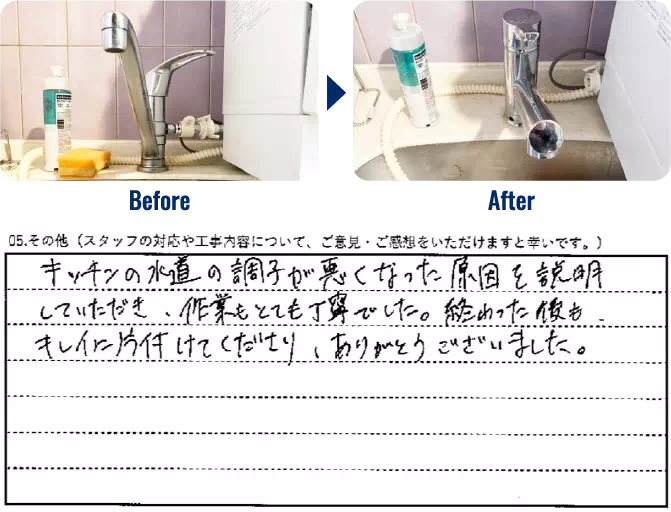 ビフォーアフター画像とコメント